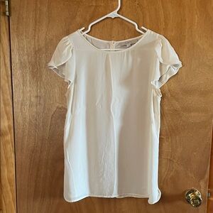 LOFT Ivory Ruffle Sleeve Blouse